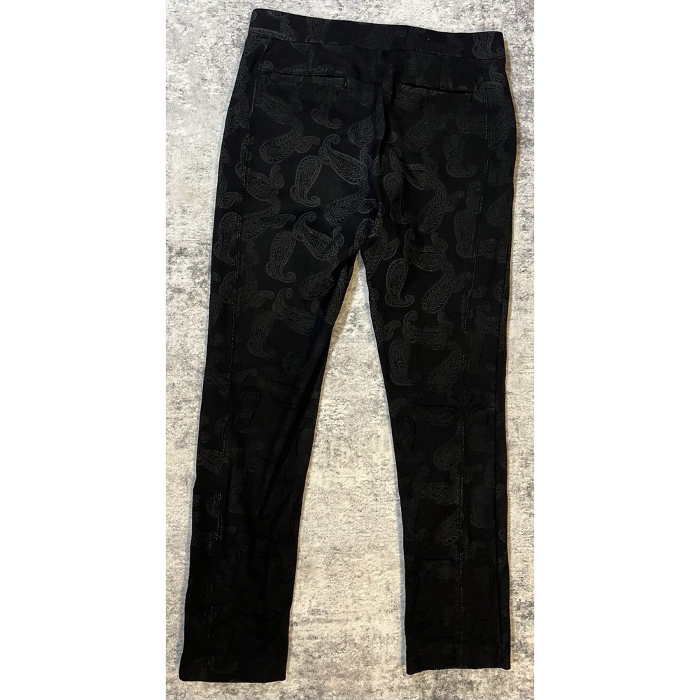 Peck & Peck Leggings Womens 29x28 Paisley Black Comfort Dressy Stretch Pockets